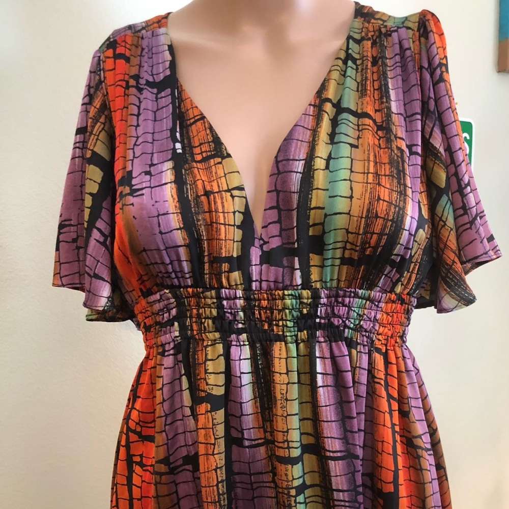 Bcbgeneration Bright Multi Colored Empire Dress S… - image 1